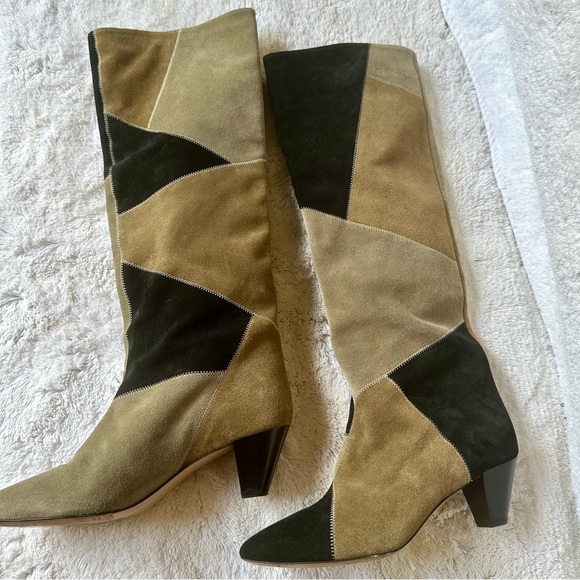 Isabel Marant Patchwork Suede Boots Army Green - Picture 4 of 10